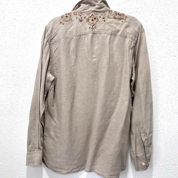 Structure Linen pull over long sleeves shirt M - Picture 7 of 7